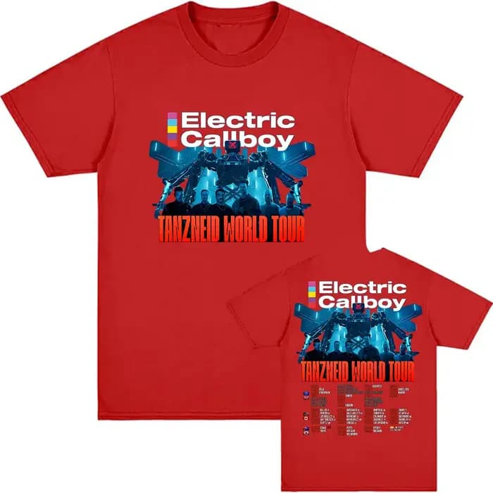 Callboy électrique Tanzneid Tour du monde t-shirts unisexe Streetwear à manches courtes coton homme T-shirt mode groupe