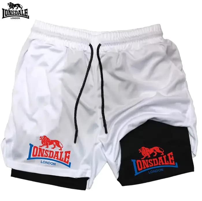 LONSDALE short de Fitness imprimé motif pour hommes Double couche 2 en 1 séchage rapide
