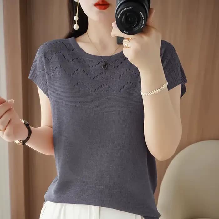 T-shirt à manches courtes et col rond pour femme