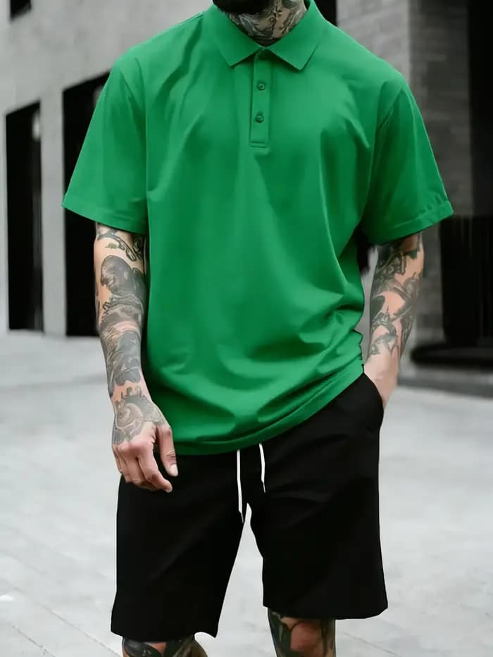Polo ample homme 4 couleurs pour l'été – T-shirt sportif simple et tendance
