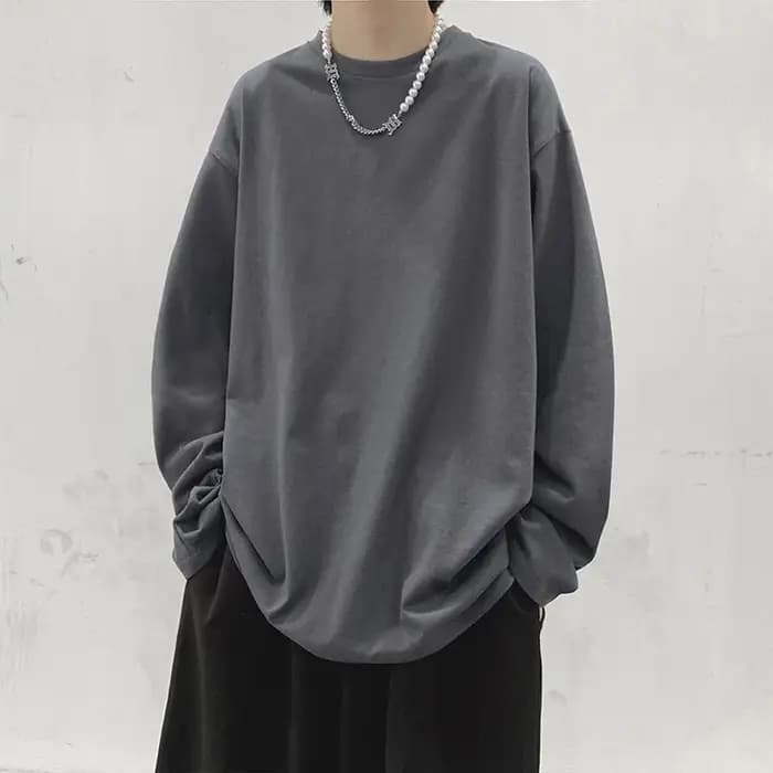 2025 nouveau T-Shirt en coton de couleur unie à manches longues coupe ample grande taille