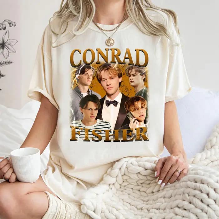 Vintage années 90 Bootleg Style Conrad Fisher T-Shirt Rétro