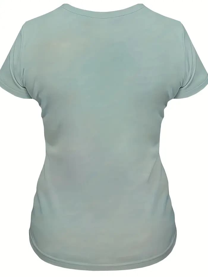 T-shirt bleu clair pour femme - Motif graphique de couple fantaisiste
