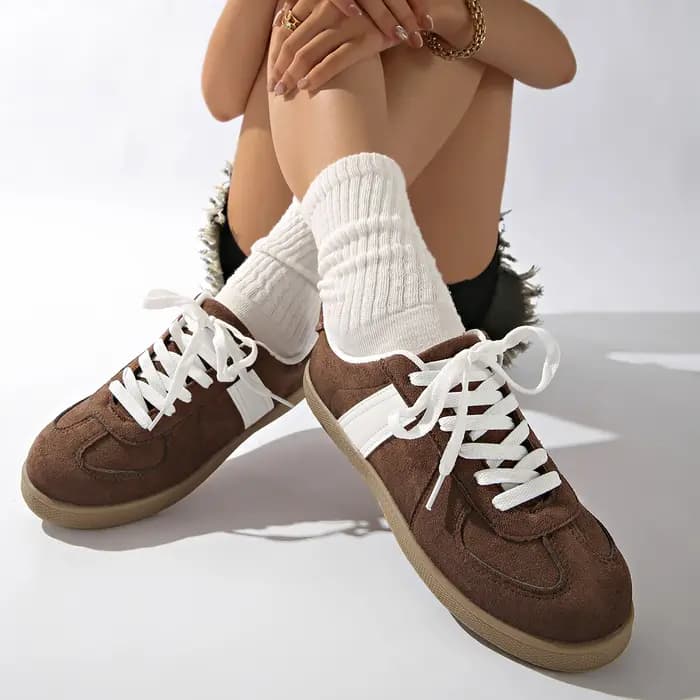 Classique marron épissé allemand formateur chaussures baskets plates pour femmes printemps automne n