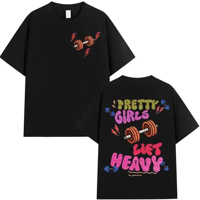 Drôle jolies filles ascenseur poids Muscle Fitness T-Shirt hommes femmes rétro esthétique à manches courtes T-shirts