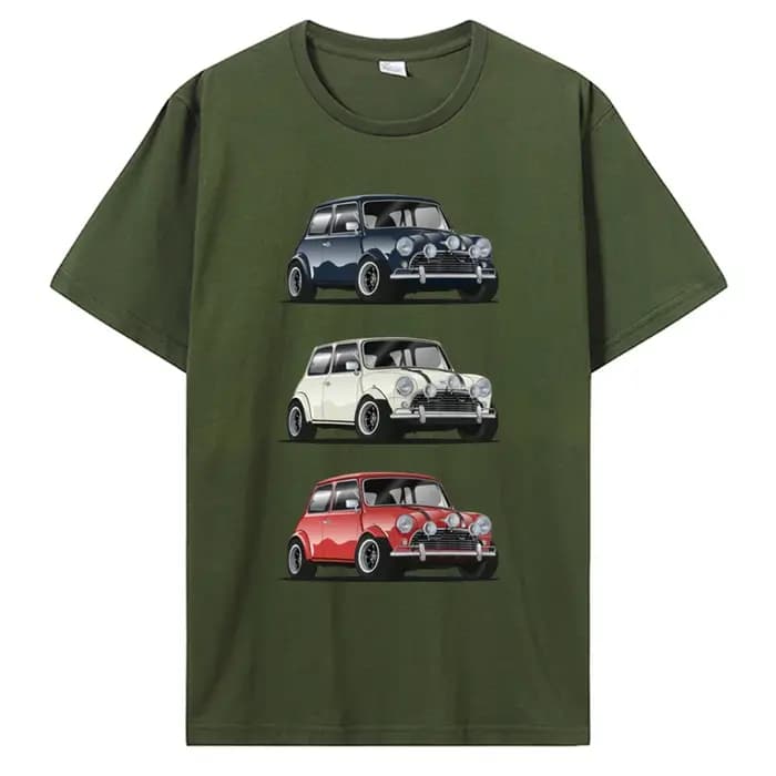 Rétro le Trio italien Mini Cooper T-shirt voiture populaire Style Hipster