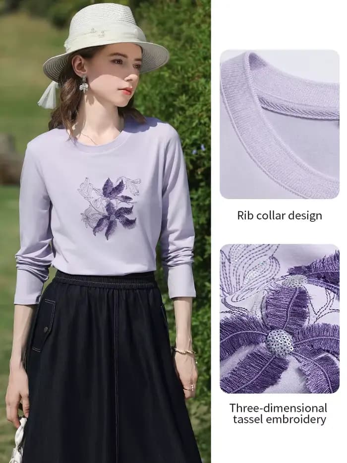 I BELIEVE YOU T-shirt à manches longues lilas pour femme