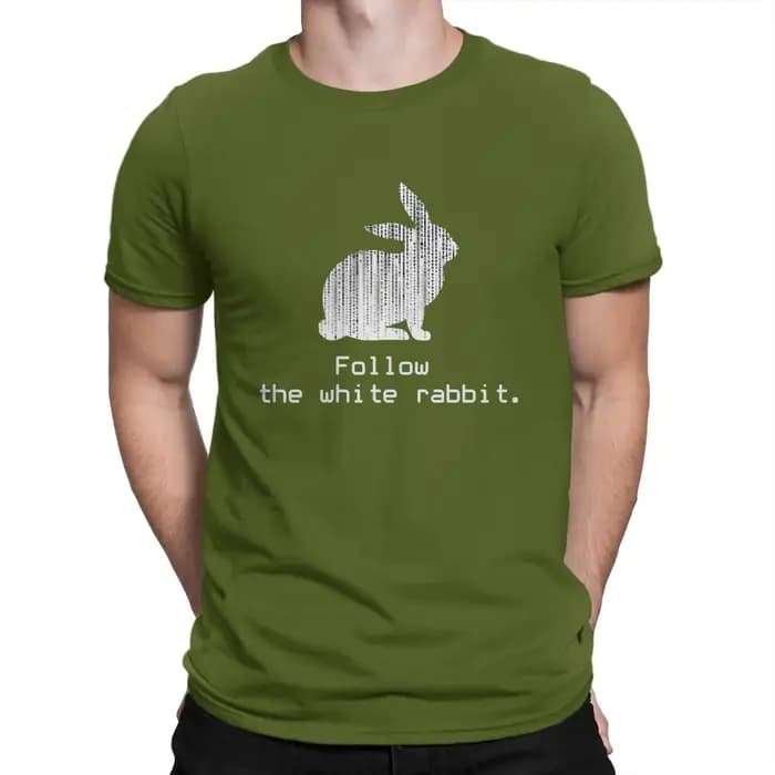 The Matrix Neo Film Follow the white Rabbit1 t-shirt hommes Ofertas grand col rond