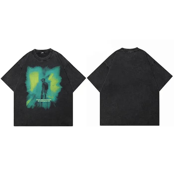 Hip Hop Streetwear 2025 hommes T-Shirt surdimensionné vert lumière graphique