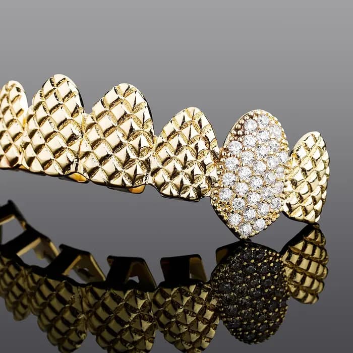TOicalRILLZ-Ensemble de bijoux Hip Hop Iced Out CZ Grillz