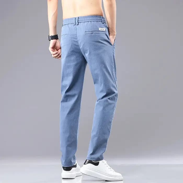6 couleurs été hommes classique coton couleur unie mode affaires pantalons décontractés taille élastique