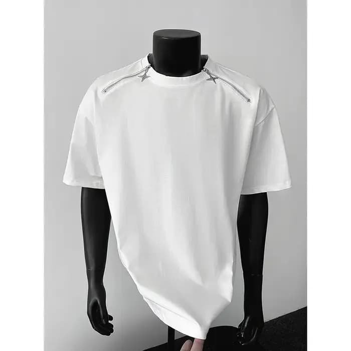 Respirant hommes col rond T-Shirt homme Zip détail Design tendance nouveau Streetwear urbain décontracté été
