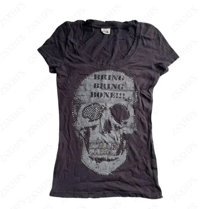 T-shirts tendance à imprimé crâne en pur coton pour femme