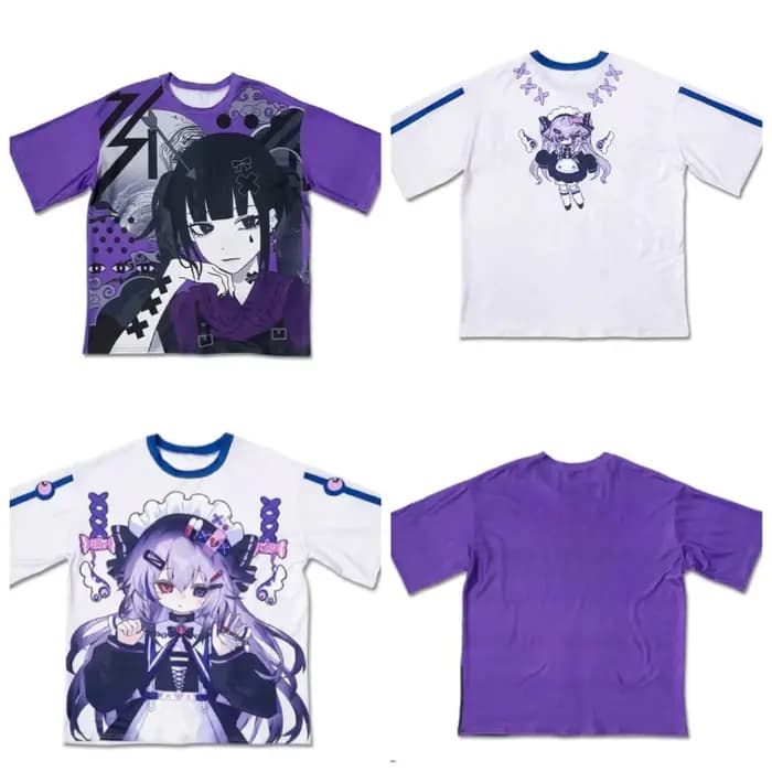 T-shirt Anime violet pour filles et enfants