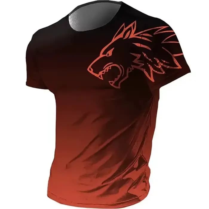 T-shirts pour Hommes Sportswear Fitness Été 2026 Vintage T-shirt Homme Imprimé 3D Séchage Rapide Dégradé Motif Animal Loup Manches Courtes