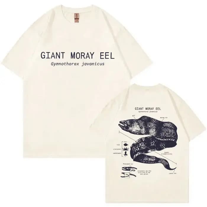 Animaux marins géant Moray anguille anatomie graphique T-shirt hommes femmes décontracté Vintage