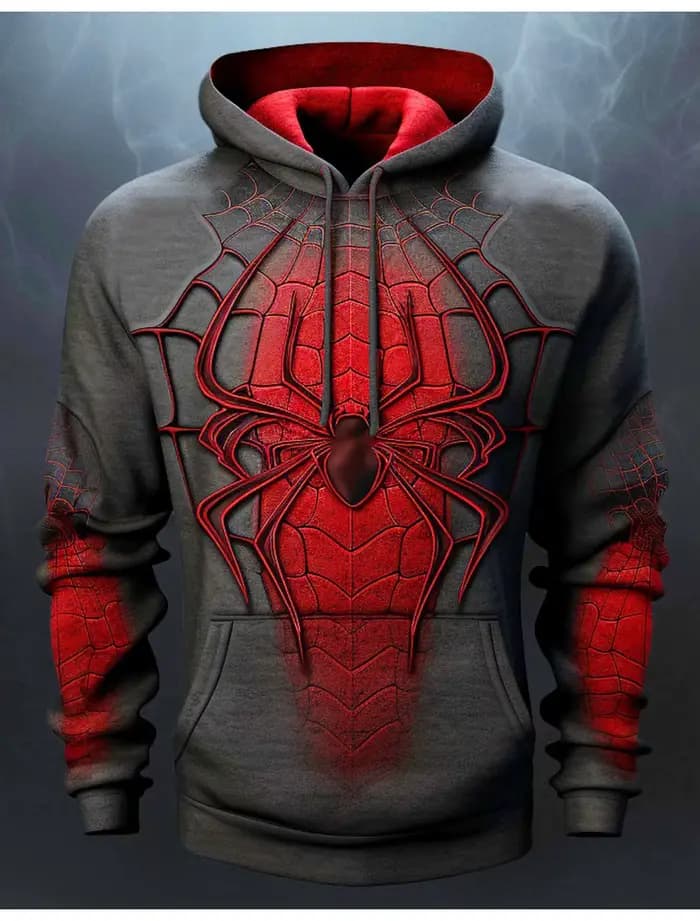 Sweat à capuche à motif d'araignée pour hommes