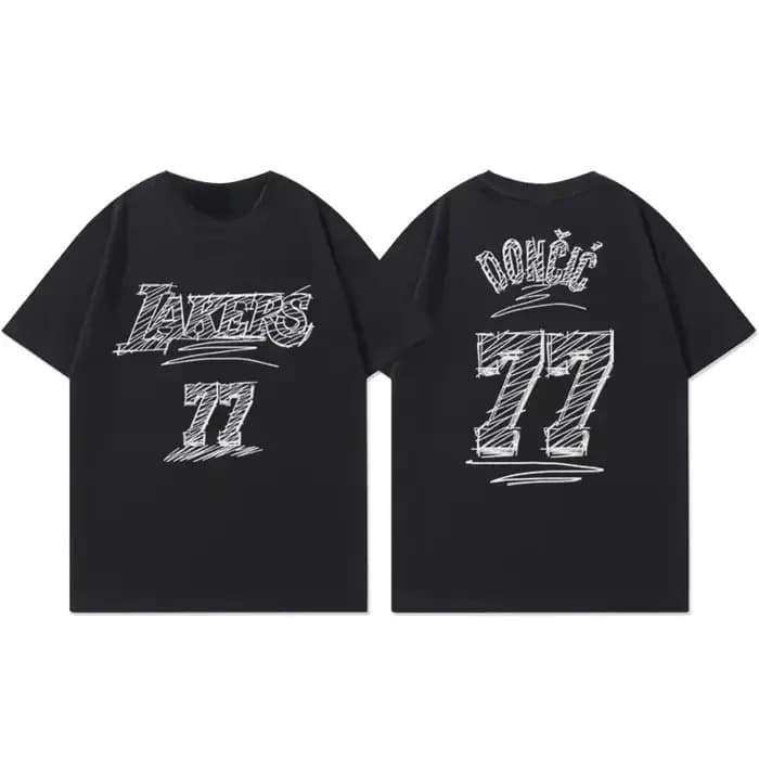 T-shirt unisexe à motif imprimé Laker 77, vêtements décontractés pour l'entraînement sportif, basket