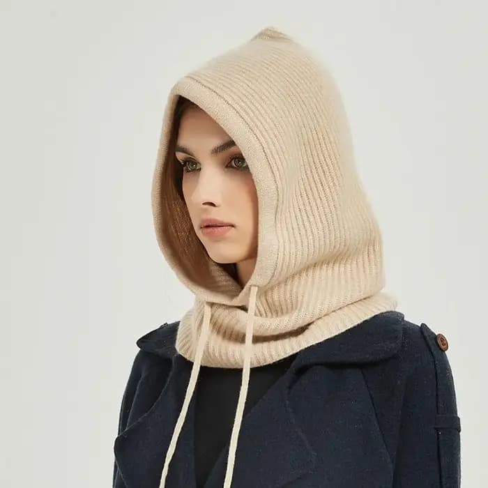 Casquettes à capuche tricotées hiver cagoule chapeaux une pièce col bonnets casquette femmes Style coréen extérieur