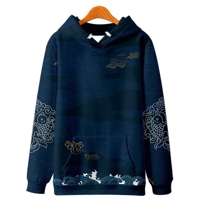 Sweat à capuche imprimé grue Harajuku pour hommes et femmes