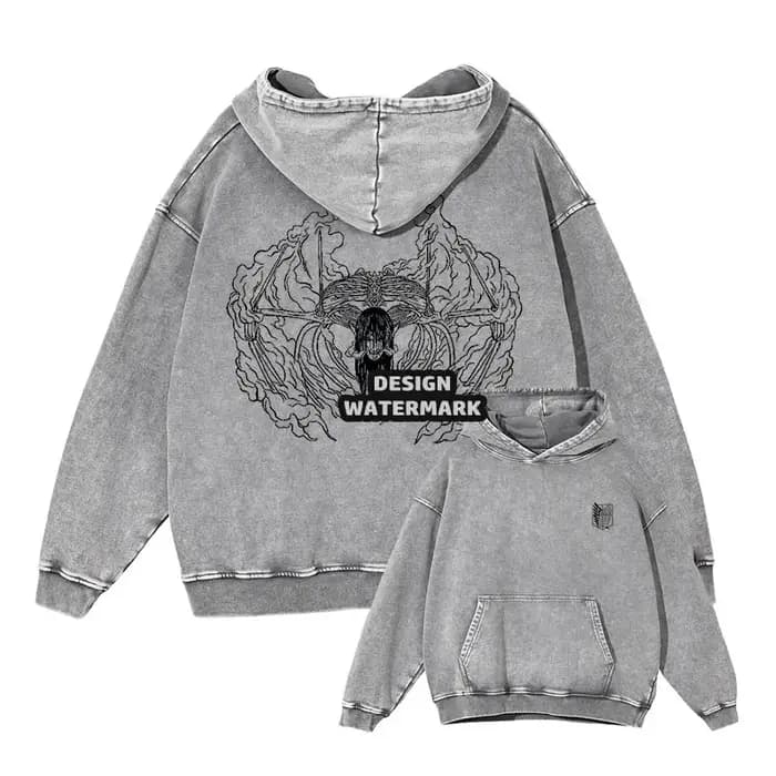 Anime Levi sweats à capuche Vintage lavé a-attaque sur Titan sweat