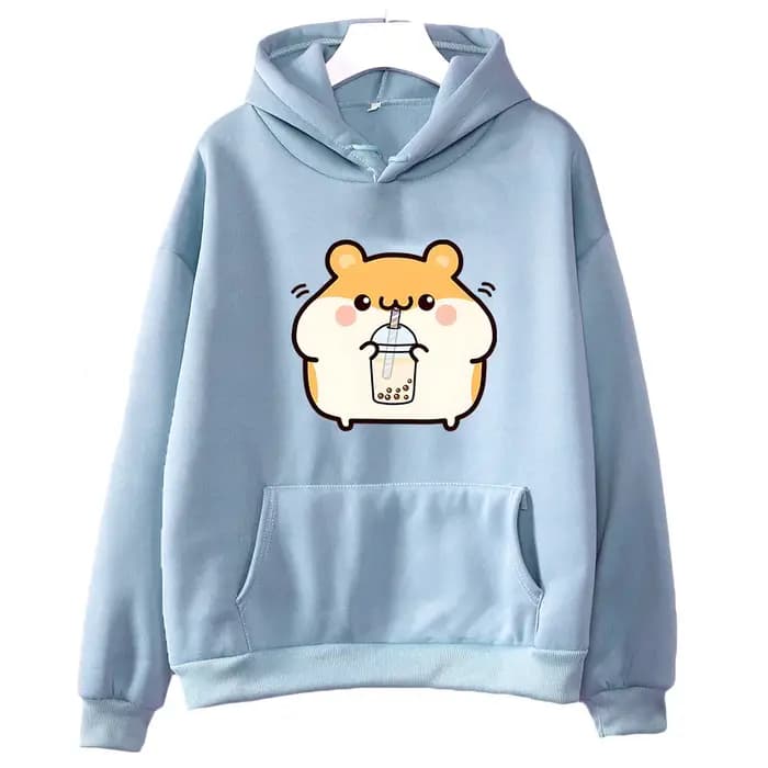 Boba thé Hamster mignon sweat femme dessin animé graphique à capuche décontracté