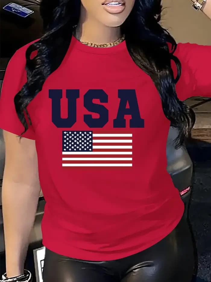 T-Shirt à manches courtes et col ras du cou pour femme