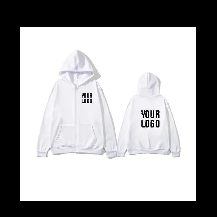 Sweat à capuche zippé de couleur unie | Veste à motif de texte personnalisable | unisexe