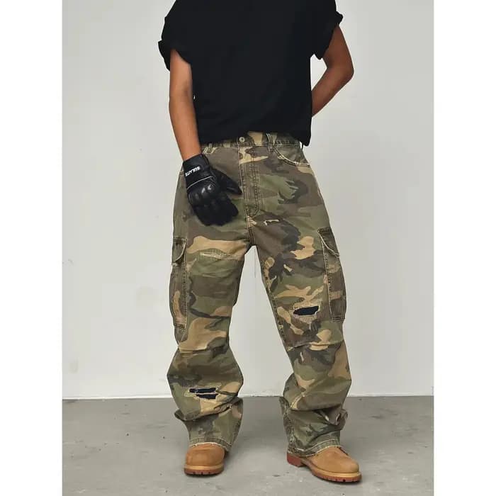Jean de travail délavé style streetwear américain