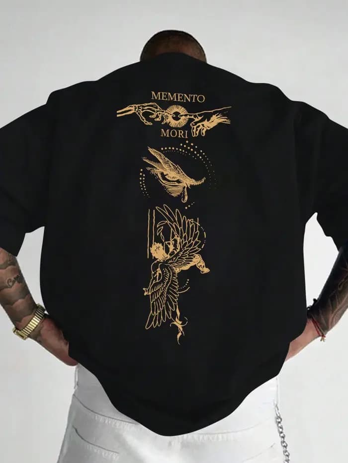 T-shirt ample pour homme « Memento Mori » à motif gothique