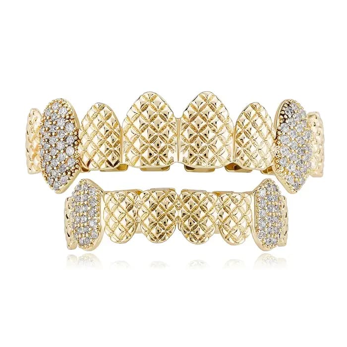TOicalRILLZ-Ensemble de bijoux Hip Hop Iced Out CZ Grillz, Top et Astronomical Grill, Vampire Grills