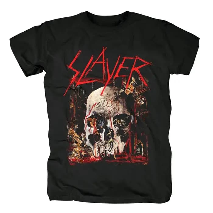 SLAYER T-shirt imprimé hommes surdimensionné Y2k rétro rue Hip Hop