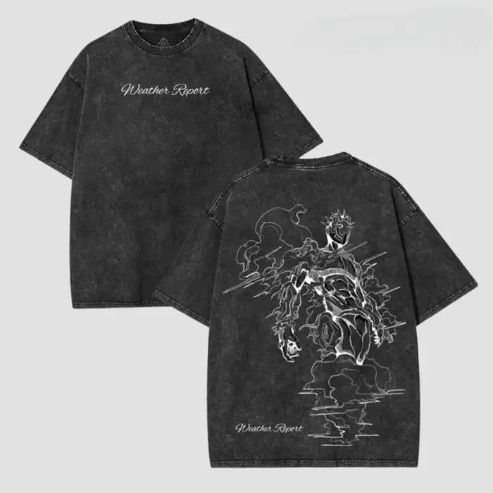 Rapport météo JoJo's Bizarre Adventure vêtements hommes Manga T-shirts Vintage lavé t-shirt décontracté coton