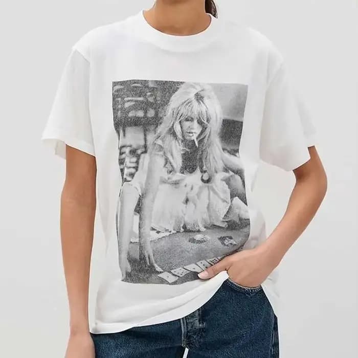 T-shirt blanc imprimé graphique femmes col rond manches courtes 2025 coton été