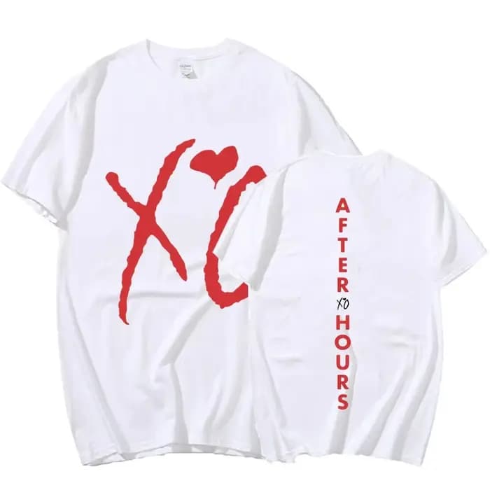 T-shirt imprimé avec lettres Xo After Hours du rappeur The Weeknd