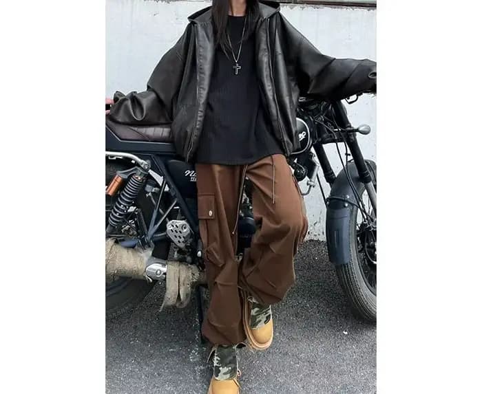 Veste en cuir à capuche Vintage pour hommes et femmes