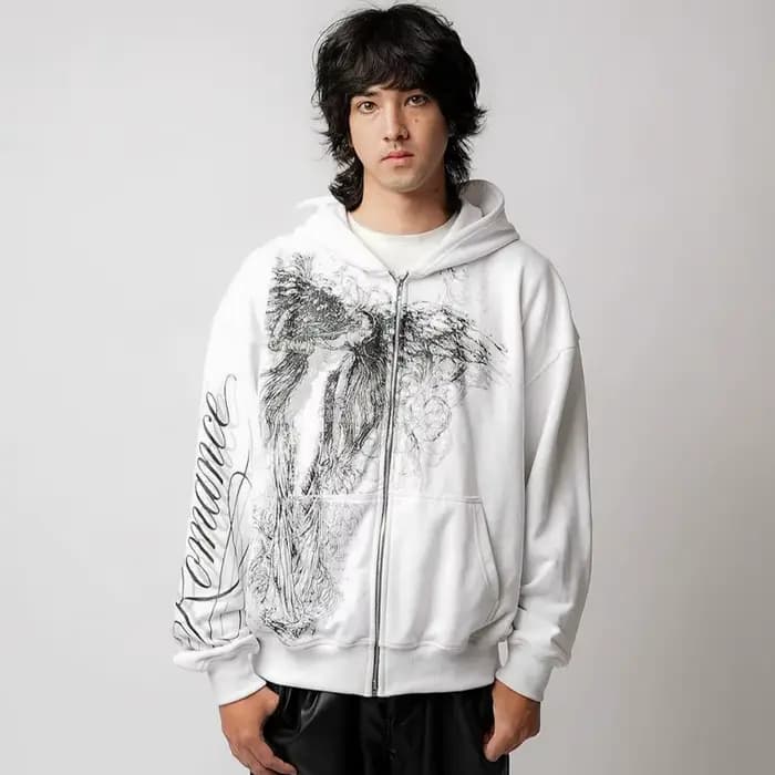 Y2k Obsessed Sweat à capuche zippé Tendance Déesse Peinture Couple