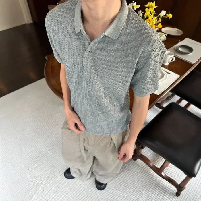 T-shirt à col Henley à manches courtes pour homme