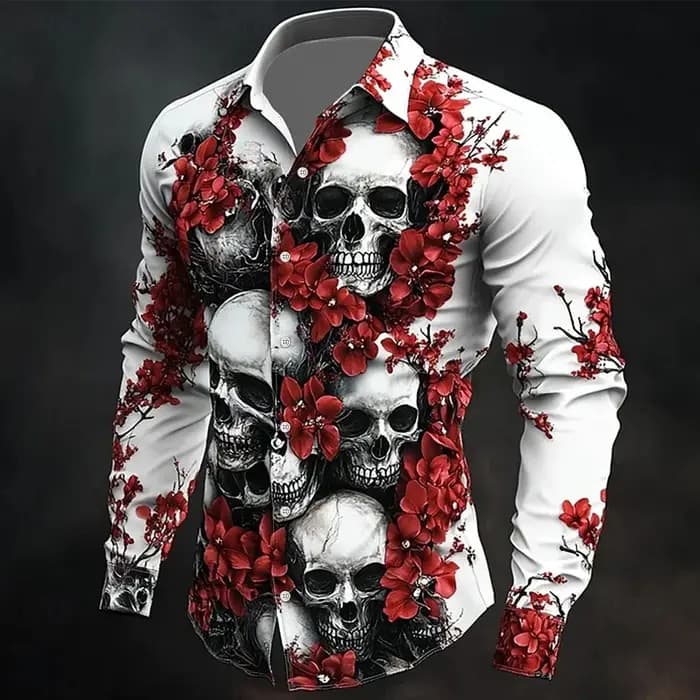 Chemise à imprimé tête de mort pour hommes