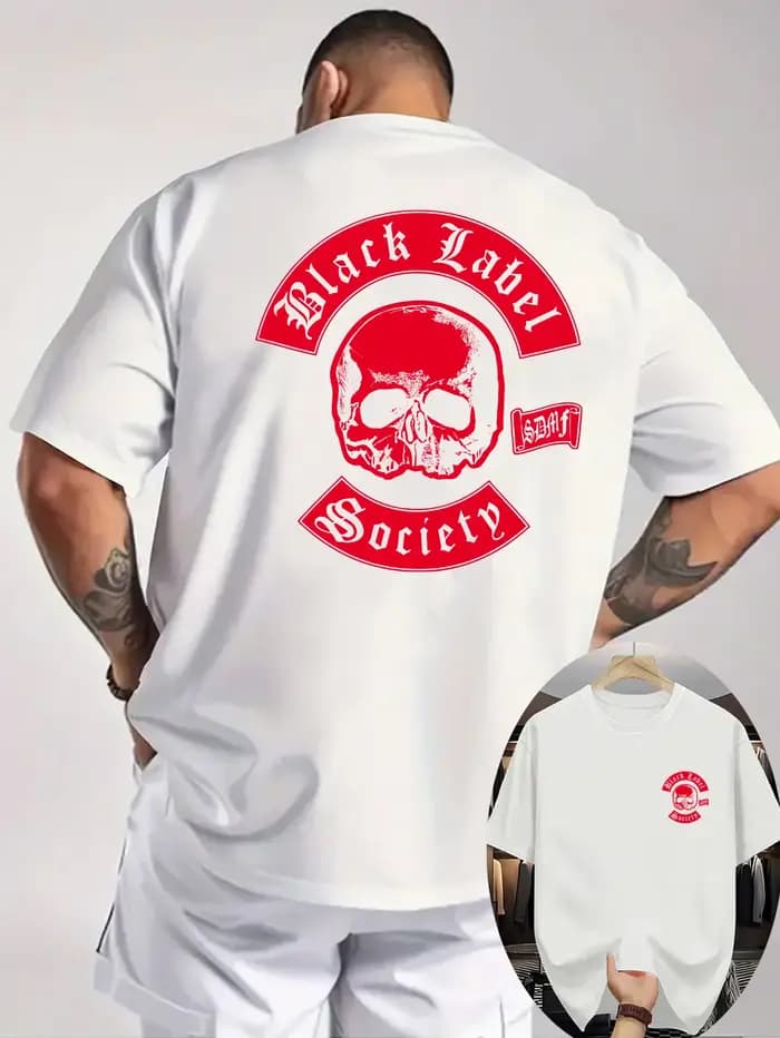 Black Label Society crâne conception graphique T-Shirt 100% coton col rond manches courtes été décontracté hommes