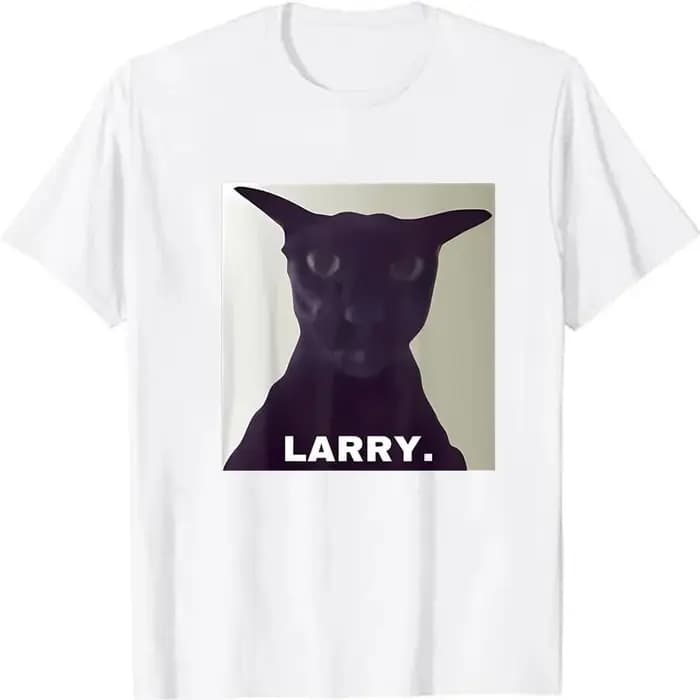 Evil Larry chat imprimé T-shirt hommes femmes Anime amant drôle décontracté ample Harajuku à manches courtes été col