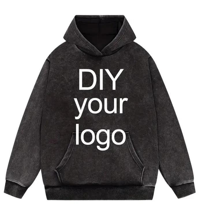 Sweat à Capuche Rétro Délavé 100% Coton, Pull Personnalisé, Motif Personnalisé, Logo d'Équipe, Logo