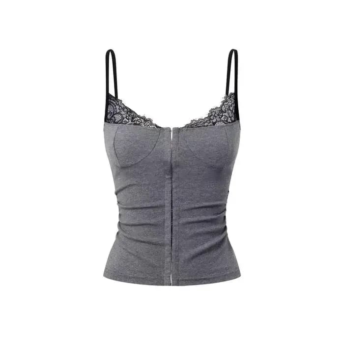 Yedinas Patchwork dentelle Camis sans manches été hauts Streetwear Sexy & Club débardeurs 2000s vête