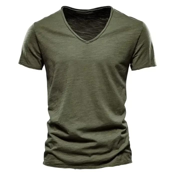 2025 nouvelle marque qualité 100% coton hommes T-shirt col en v Design de mode coupe ajustée T-shirt