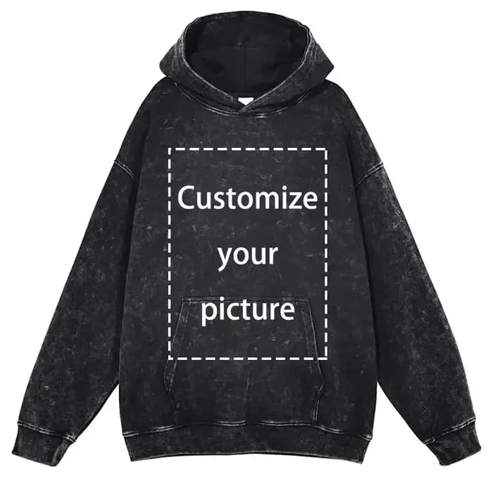 Sweat à capuche vintage en coton lavé pour hommes, sweat à capuche design personnalisé, impression H