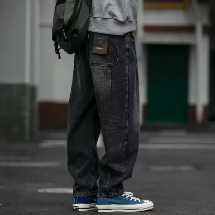 Jean ample délavé style Harlan pour homme grande taille coupe américaine rétro en toile style sarouel pour automne