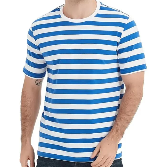 T-shirts graphiques simples à fines rayures pour hommes