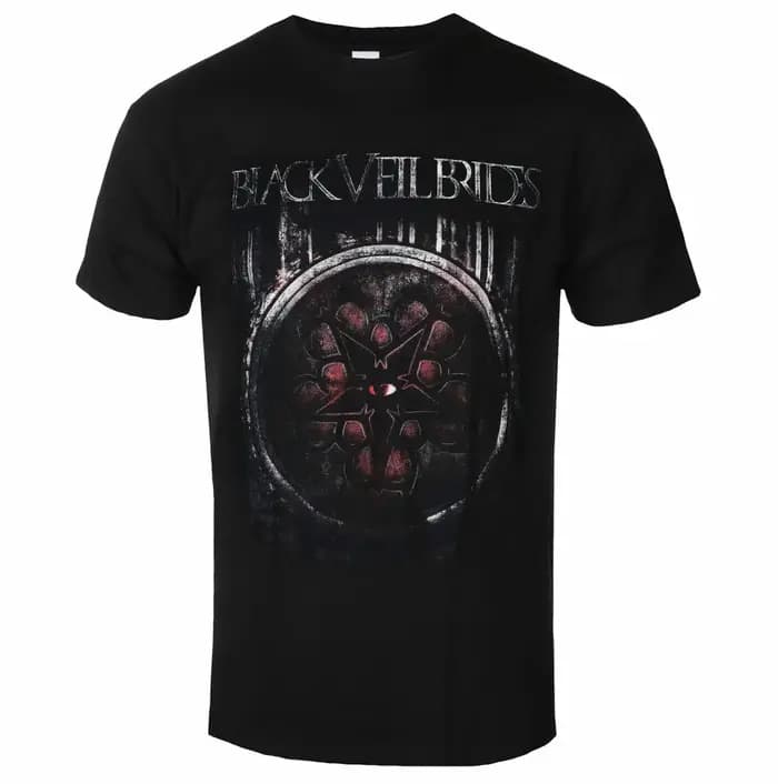 T-shirt en coton noir unisexe à manches courtes avec motif Fit Black Veil Brides, style décontracté