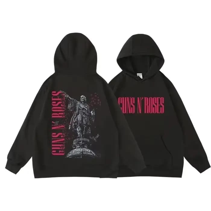 Guns N' Roses We'Re Back sweat à capuche Style de rue rétro pour femmes col rond poche pull polaire