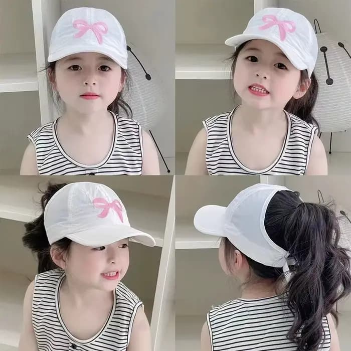 Casquette de baseball brodée avec un nœud Conception de queue vide Sangle réglable Chapeau de soleil